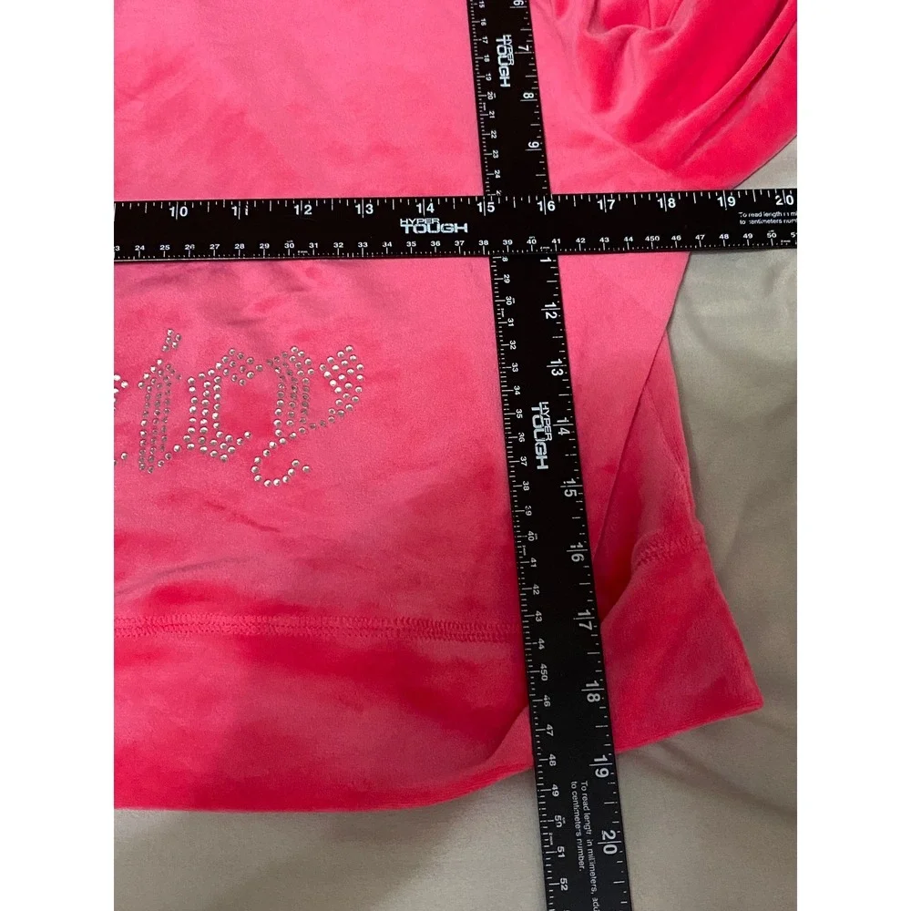 Juicy Couture Tracksuit Women L Pink Y2K Rhinestone Velour Hoodie Pants - Picture 9 of 15